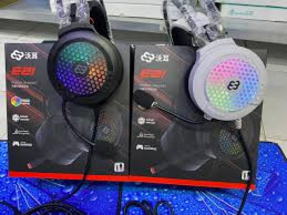 E21 Headphone Full RGB gaming headset Active Noise Cancelling stereo sound for Play Station Game PC Chat laptop Gaming Headset with Mic, LED Lights, Volume Control for Smart Phone, Laptops,Ma