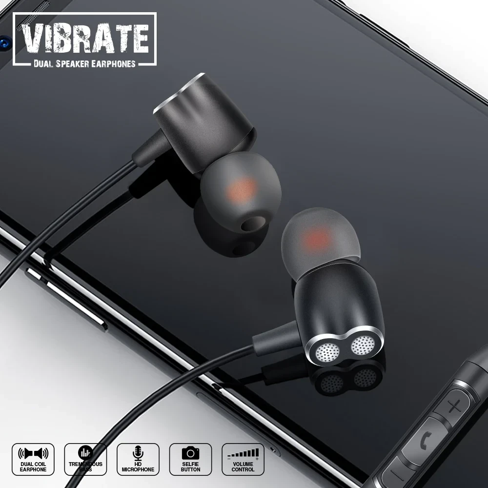 Vibrate Dual Speaker Earphones VT-535